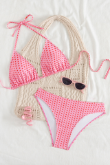 Women's Polka Dot Halter Neck Triangle Beach Bikini Sets