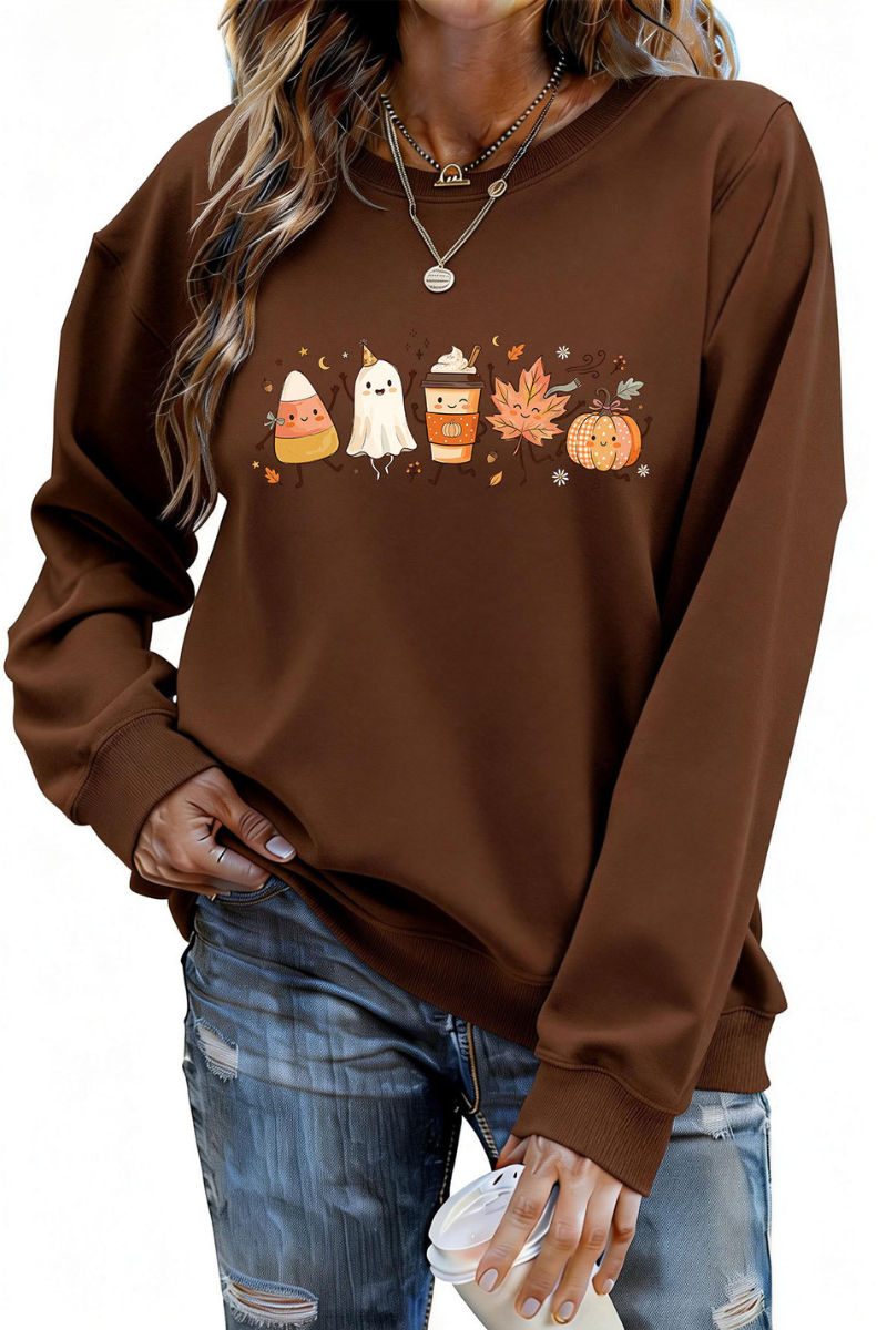 Women's Fall Halloween Graphic Soft Relaxed Sweatshirt
