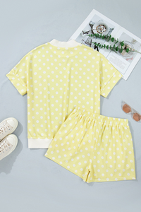 Women's Fall Mockneck Set:Polka Dot Sweatshirt And Shorts