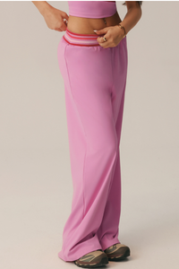 Women's Contrast Color Striped Waistband Draped Casual Pants