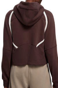 Women's Fall Fleece Varsity Half-Zip Hoodie With Thumb Holes