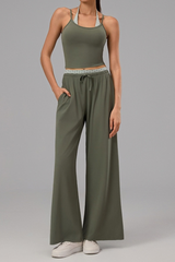 Women's Polka Dot Halter Tank Top And Wide Leg Pants Set