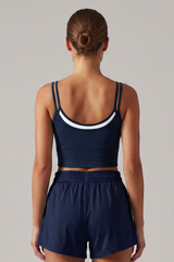 Women's Double-Strap Straps Faux Two-Piece Sports Tank Top