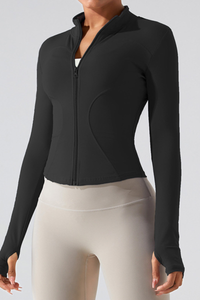 Women's Athletic Stand Collar Full Zipper Slim Jacket