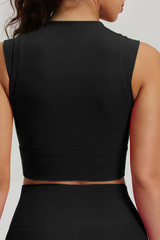 Women's Mock Neck Padded Cropped Sports Yoga Tank Top