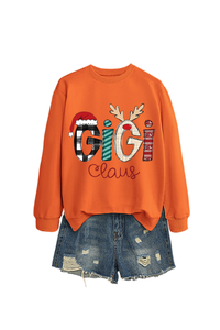 Christmas Print Crew Neck Loose Pullover Sweatshirt