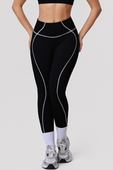 Women's Athletic Sculpting Color-Blocked Stripes Leggings