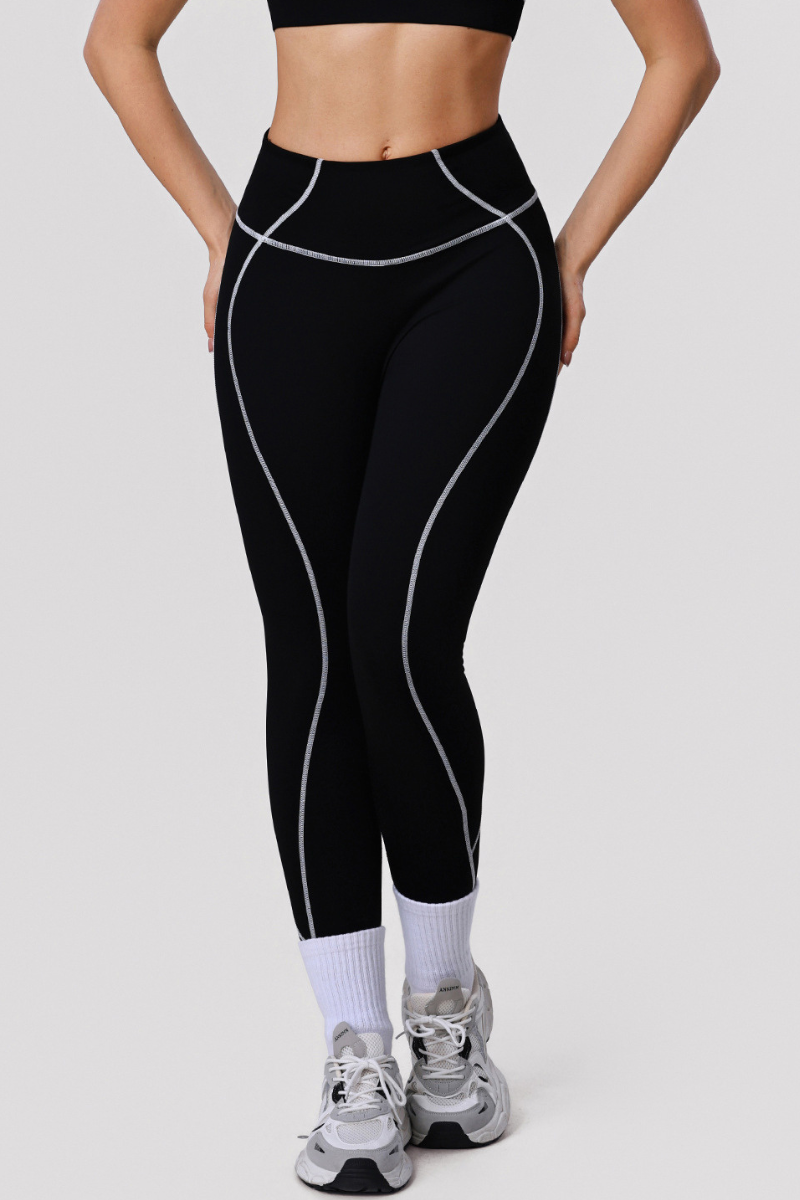 Women's Athletic Sculpting Color-Blocked Stripes Leggings