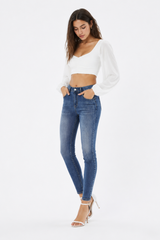 Women's Washed Stretch High Waist Slim Fit Skinny Jeans