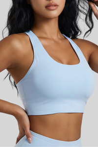 Women's Halter Twist‑Back Sports Bra With Built‑in Pads