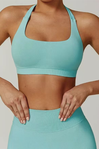 Women's Athletic Halter U-neck Backless Bra