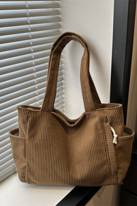 Women's Streetwear Corduroy Large-Capacity Tote Bag