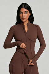 Women's Athletic Seam Detail Finger Cuffs Yoga Jacket