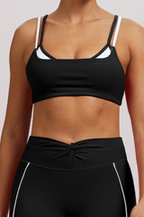 Women's Athletic Double-Strap Color Block Twist-Back Bra