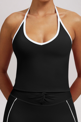 Women's Athletic Halterneck Color Block SeamlessTank Top