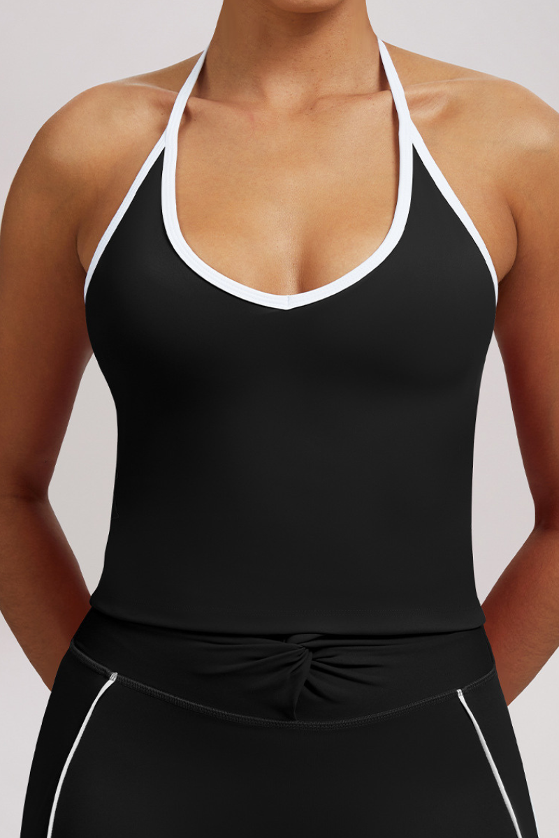 Women's Athletic Halterneck Color Block SeamlessTank Top