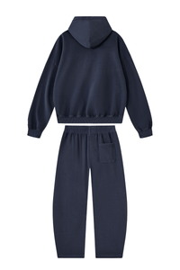 Women's 100% Cotton Fall Washed Hoodie & Curved Sweatpant Set