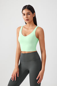Women Fixed Bra Pads U-Back Nude Shape Fitness Yoga Exercise Vest