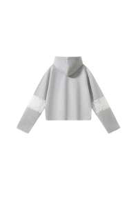 Women's Fall Cropped Openwork Lace Patchwork Hoodie