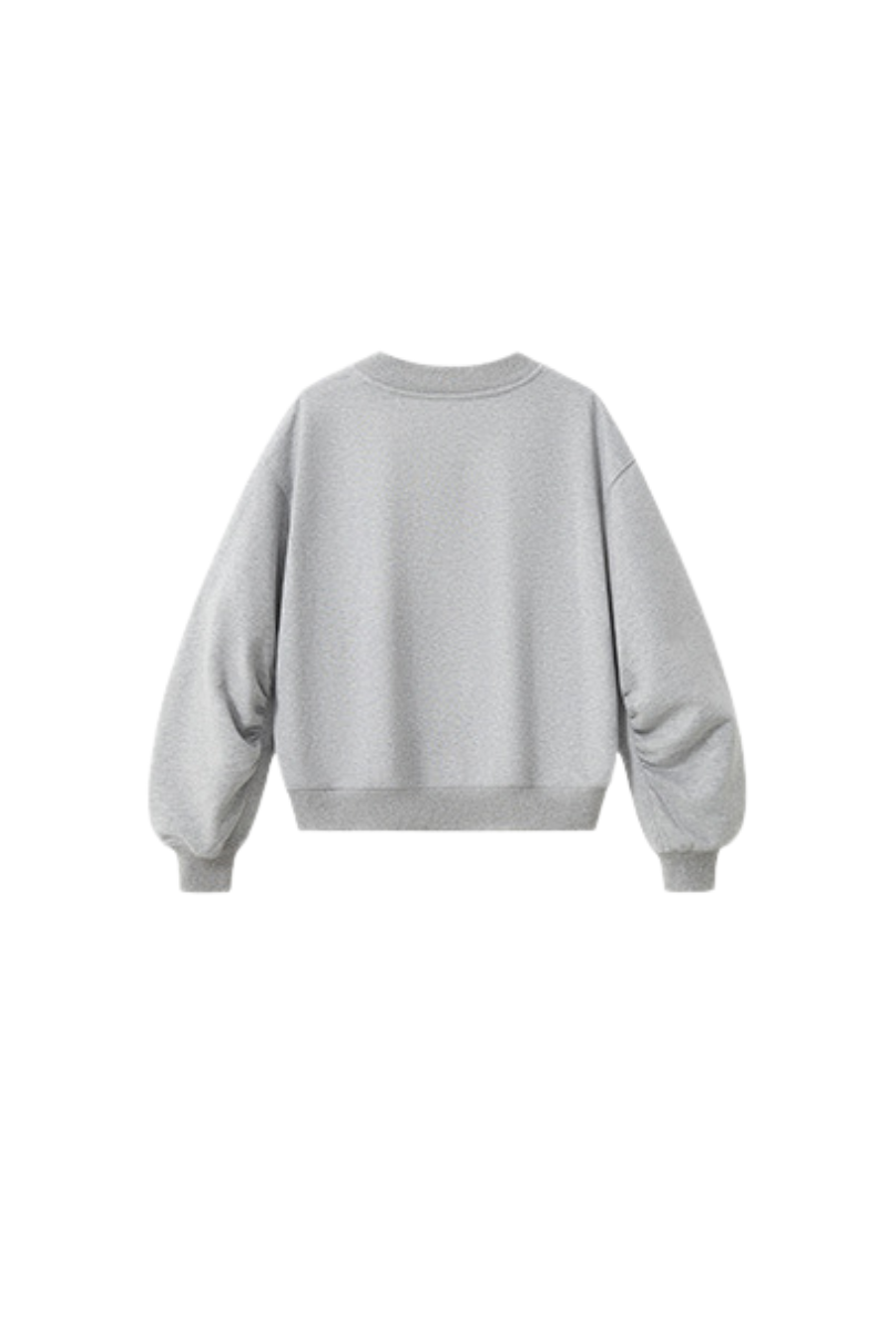 Women's Fall Boxy V Neck Drop Shoulder Rib Cuffs Sweatshirt