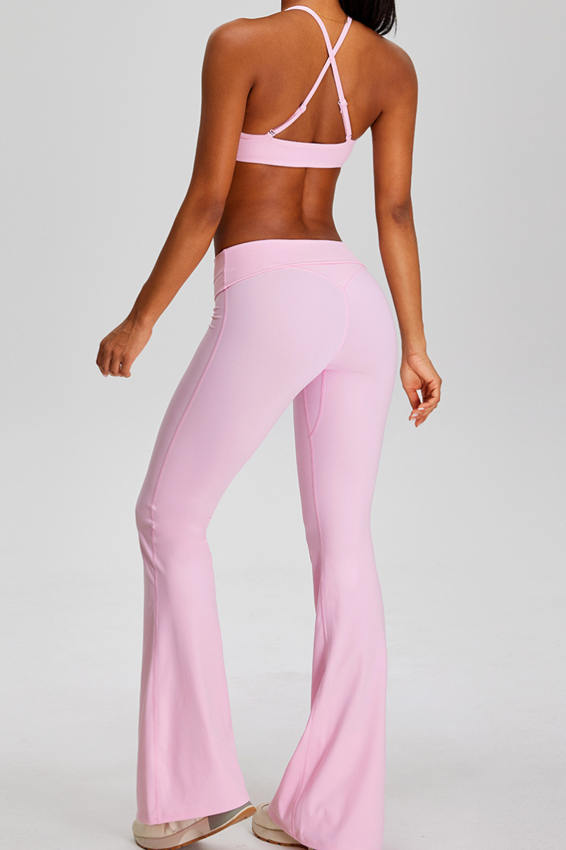 Women's Sport Set:Twist Front Triangle Cup Bra & Flare Pants