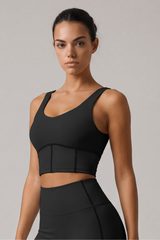 Women's Wide Strap U-Back Sport Bra with Soft Boning Support