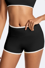 Women's Athletic Color Block Lace Sculpting Yoga Shorts