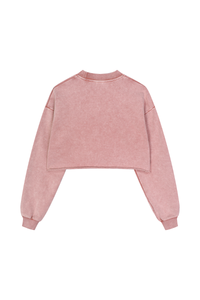 Women's Fall 100% Cotton Cropped Distressed Sweatshirt