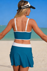 Women's Color-blocked drawstring Adjustable Bikini