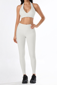 Women's Yoga Halterneck Backless Bra And Leggings Sets