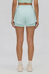 Women's Summer Cooling Faux Two-Piece Drawstring Sports Shorts
