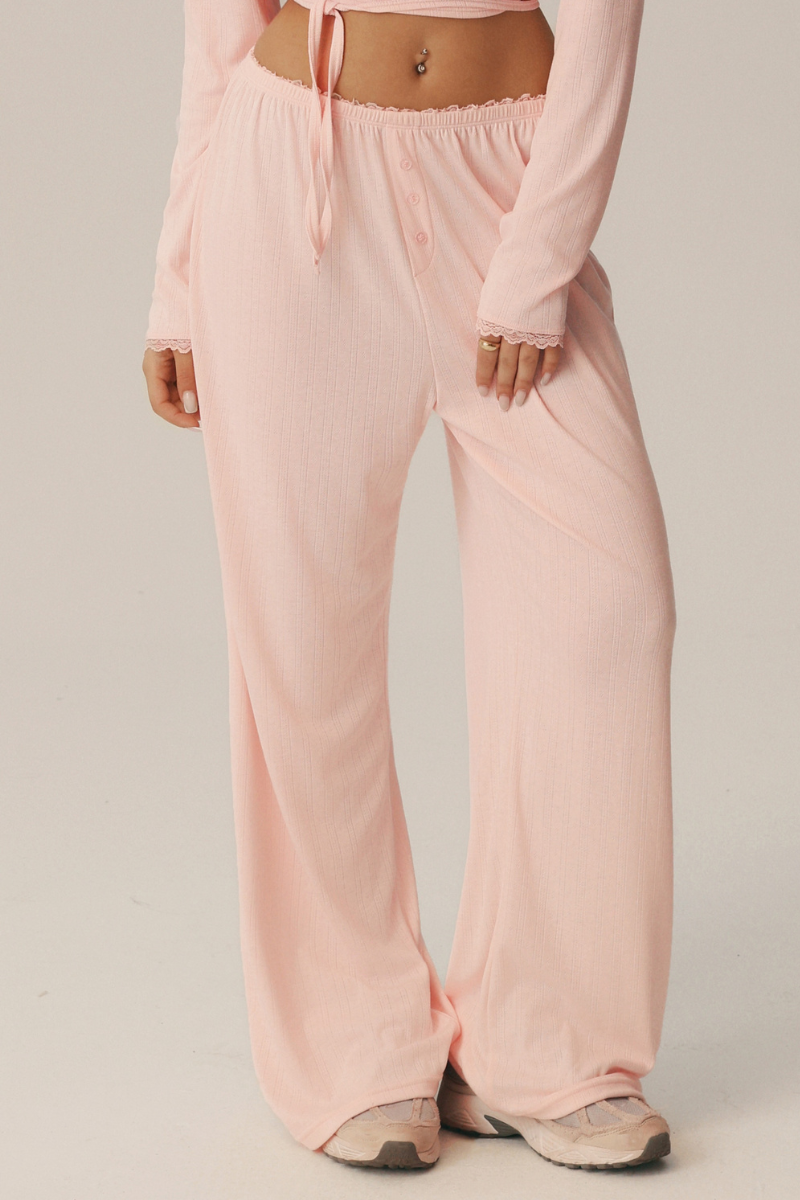 Women's Lace Trim Waistband Ballet Draped Casual Pants