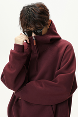 Men's Fall Half Zip Relaxed Hooded Sweatshirts