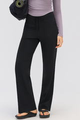 Women's Drapey Drawstring Waist Straight-Leg Casual Pants