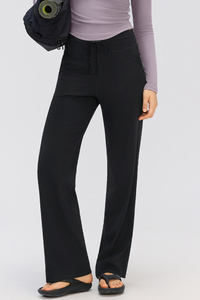 Women's Drapey Drawstring Waist Straight-Leg Casual Pants
