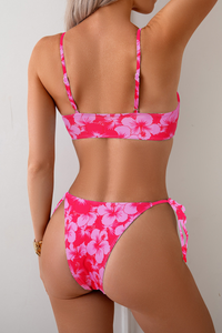Women's Sexy Crisscross Cut Out Side Tie Print Bikini