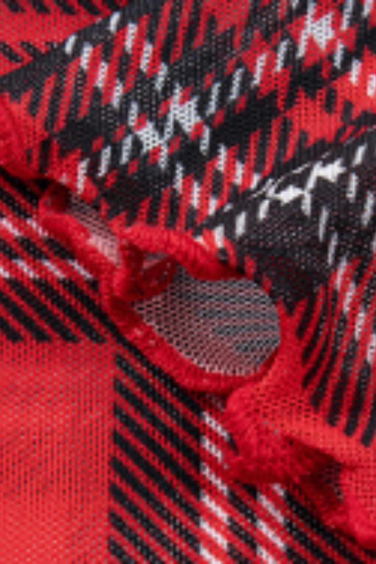 Women's Christmas Red Plaid Sheer Mesh Mock Neck Top