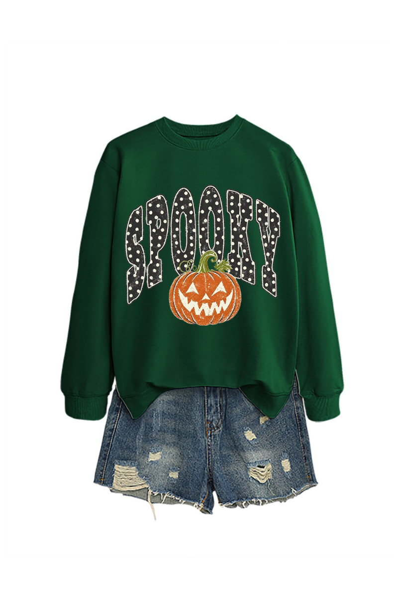 Women's Fall Pumpkin Polka Dot Halloween Multi‑Color Pullover