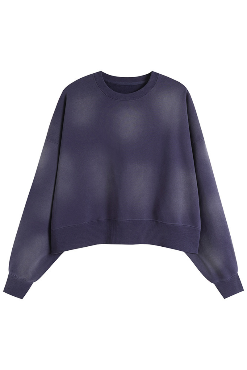 Women's Fall Vintage Gradient Cropped Crew Neck Sweatshirt