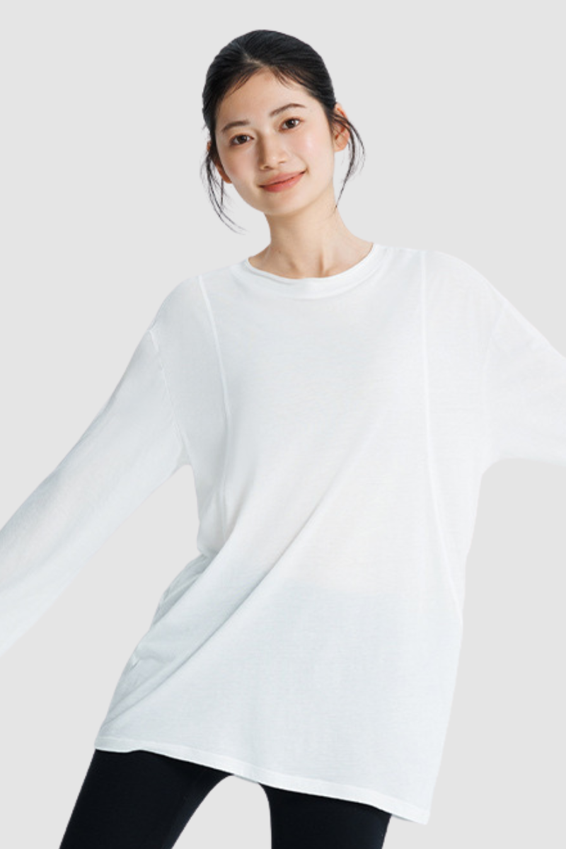 Women's Spring Breathable Loose Fit Solid Long Sleeve Top
