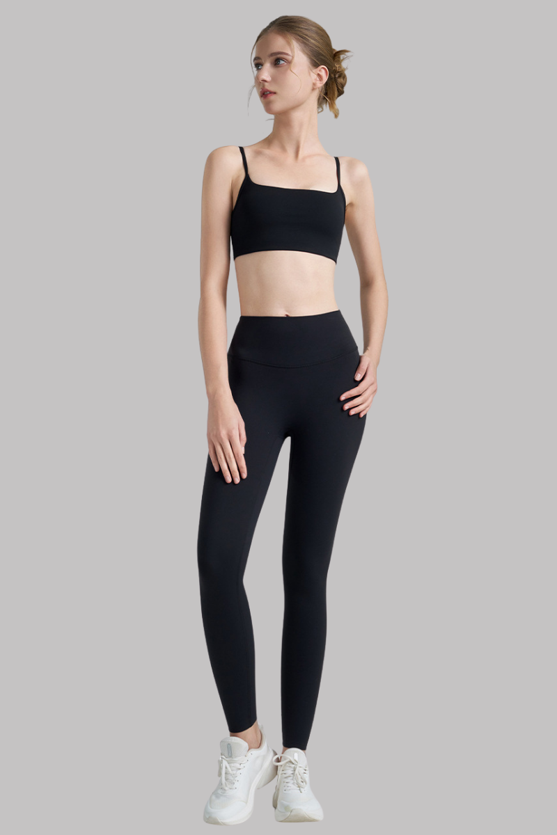 Women's Thin-Strap Bra And No Front Seam Lycra Leggings Sets