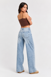 Women's High Waist Light Wash Vintage Baggy Wide Leg Jeans