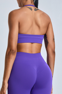 Women's Athletic Set:Halterneck Bra And High-Waist Shorts