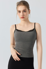 Women's Athletic Lace Contrast Thin Strap Slim Cami Top