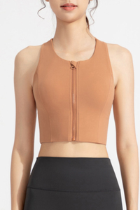 Women's Front Zipper High Impact Naked Feel Sports Bra