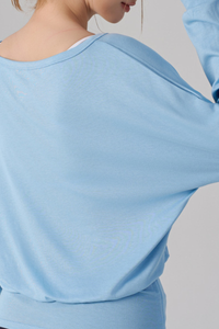 Women's Drawstring Waist and Thumbhole Cuffs Batwing Top