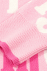 Women's Cute Christmas Crew Neck Sweater Pink Merry Letter