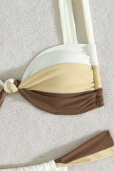 Women's Minimalist Color Block Twist Front Sexy Bikini