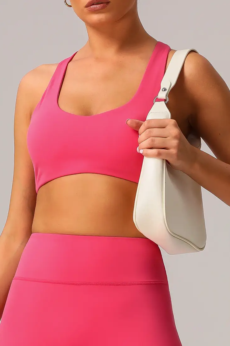 Women Solid Mid-Support I-Back Training Yoga Sport Bra