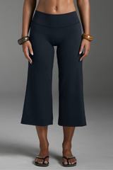 Women's Athletic Solid Yoga Casual Wide-Leg Capri Pants